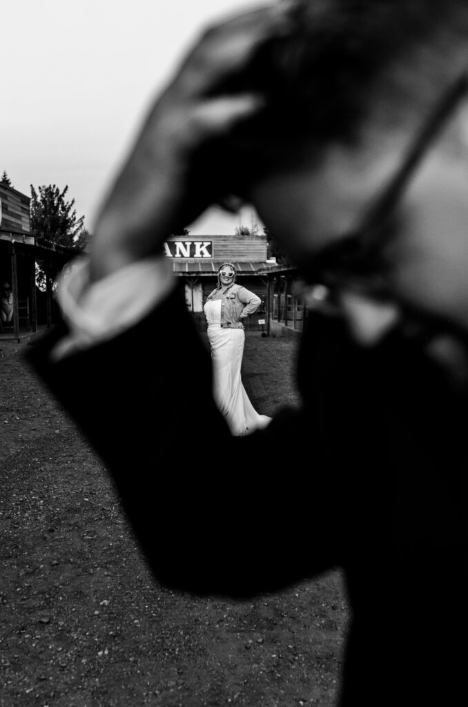 Black and white country photo Langley Wedding at Loft Country.
