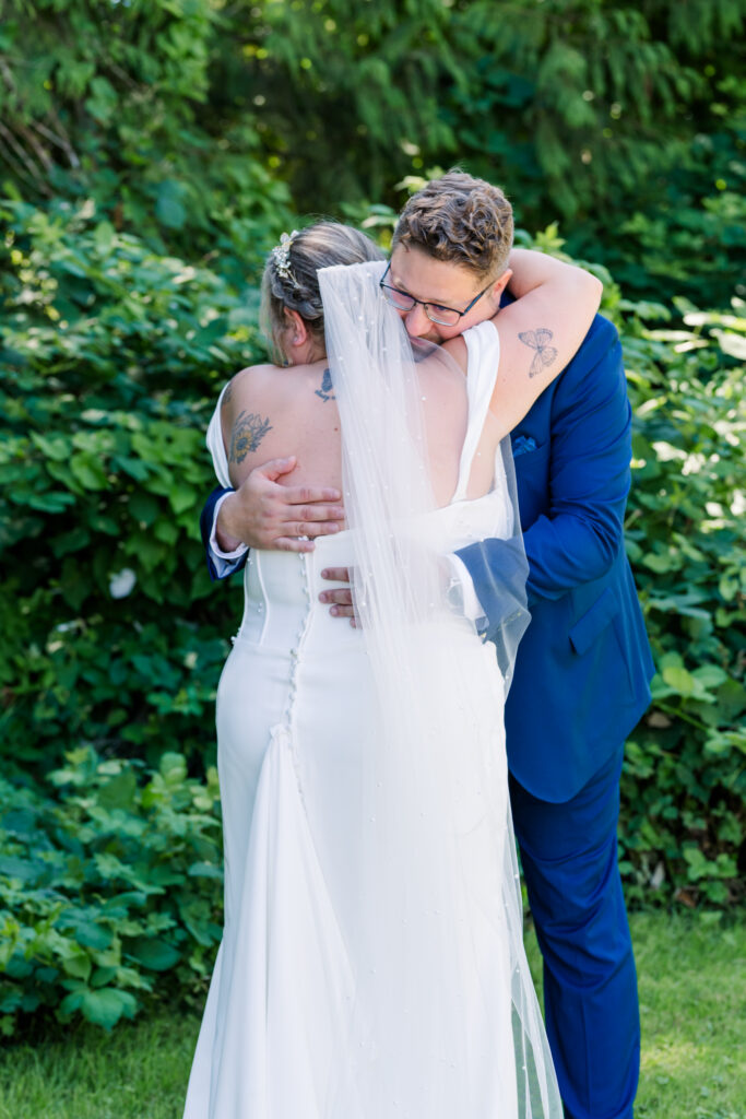 First look of bride and groom Langley Wedding at Loft Country.