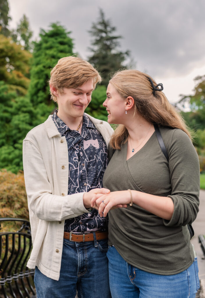 Surprise Proposal of young couple at Queen Elizabeth Park.