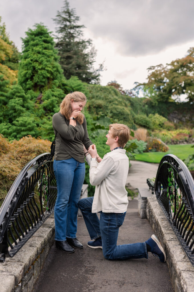 Surprise Proposal at Queen Elizabeth Park Vancouver BC.